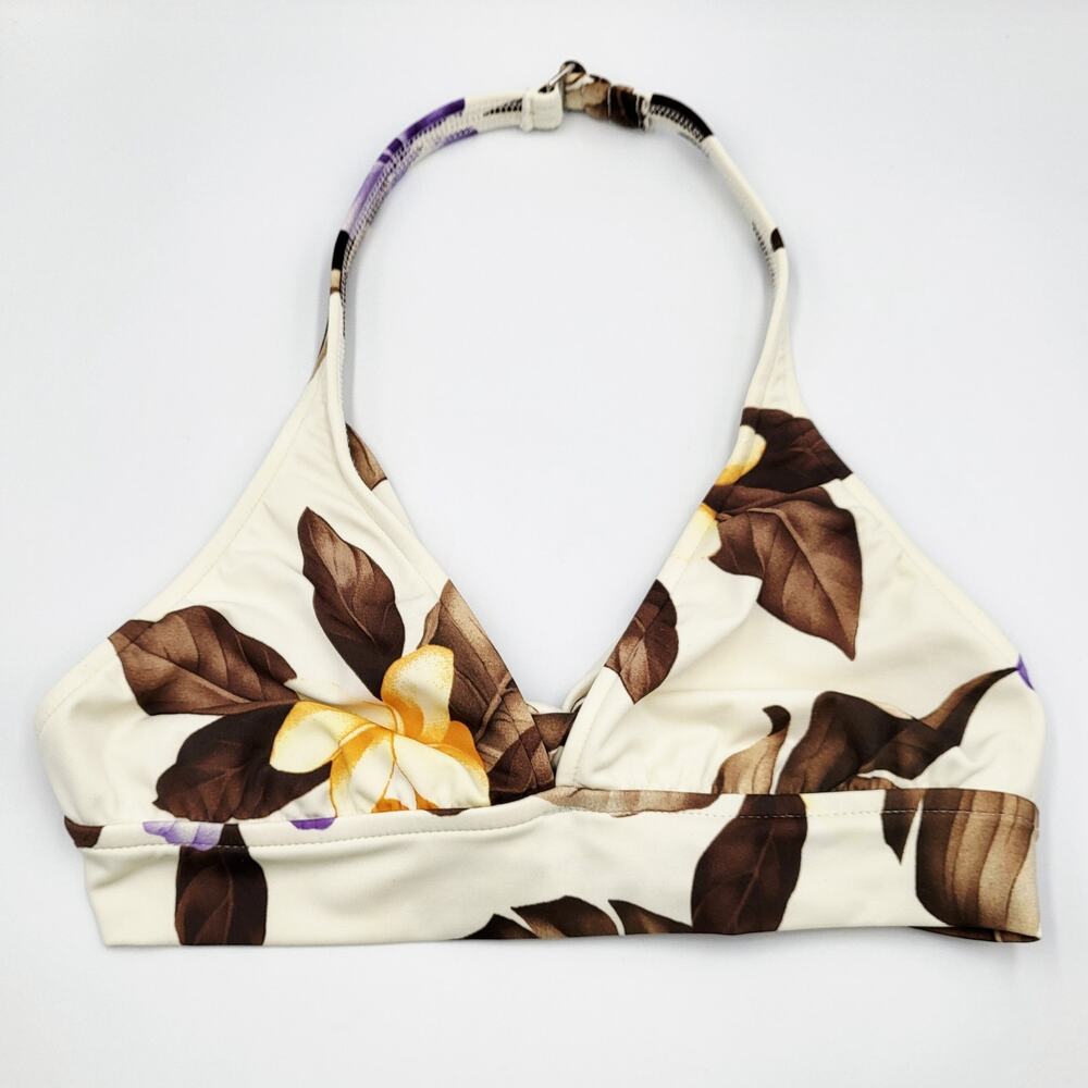 Vintage Leilani Multicolor Tropical Hibiscus Flower Bikini Top Women’s Size 8
